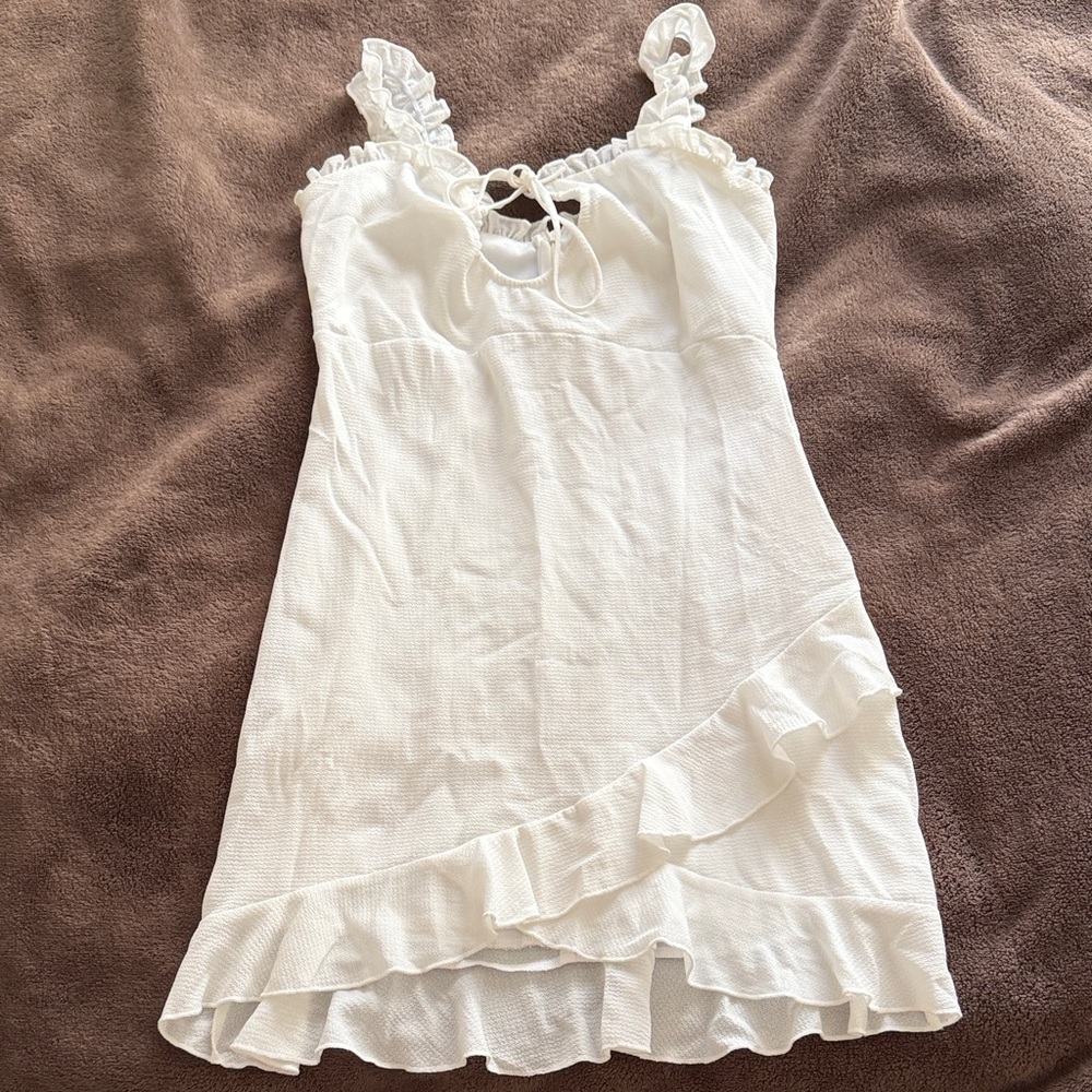Lucy in the Sky Cream Ruffle Tie-Front Sundress